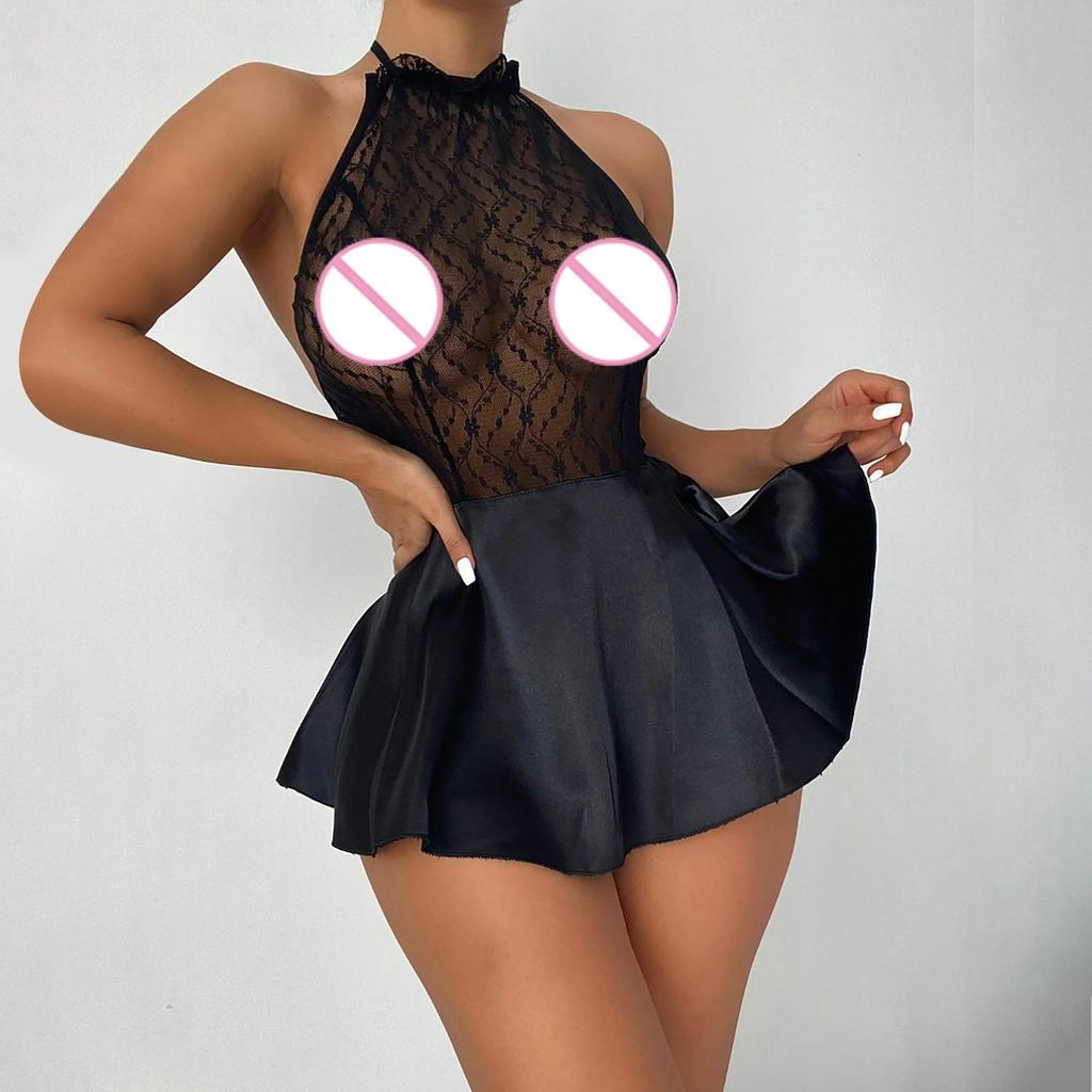 Women's Sexy Erotic Lace Dress Lingerie Erotic Lingerie Exotic Set Transparent Babydoll Thong Set Women's Pajama Dress 2025