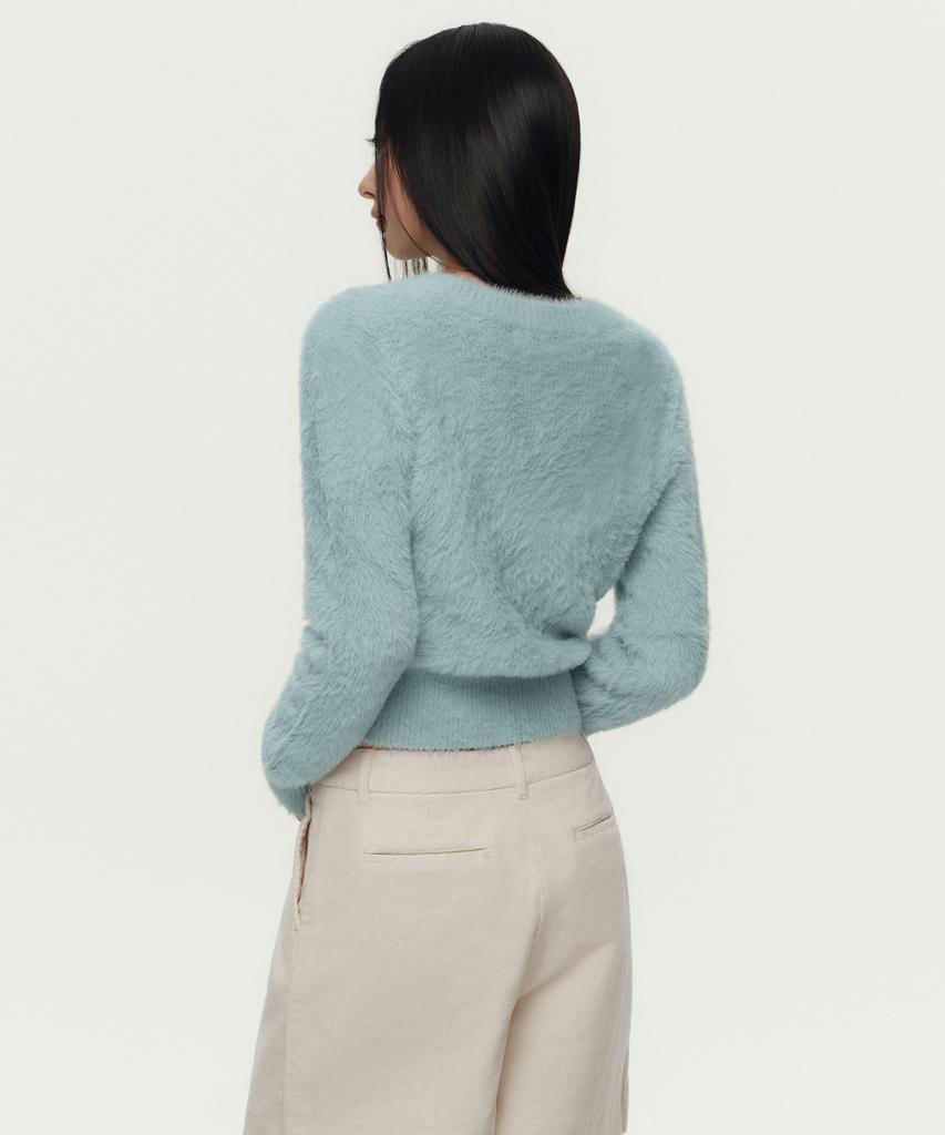 MUSINSA STANDARD WOMAN Women'S Fuzzy Crew Neck Knit [Pastel Blue]