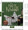 Cute Ghost Halloween Shower Curtain with Black Cat Pumpkin Boho Floral Pattern, Waterproof Heavy Duty Washable Bathroom Decor