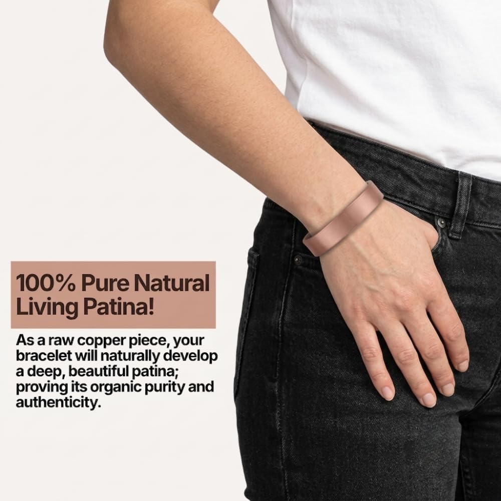 DEMMEX 3mm Thick Solid Copper Bracelet for Men & Women – 100% Pure, Raw, Uncoated Copper Cuff Bangle, Non-Magnetic – Heavy Gauge Thickest of Its