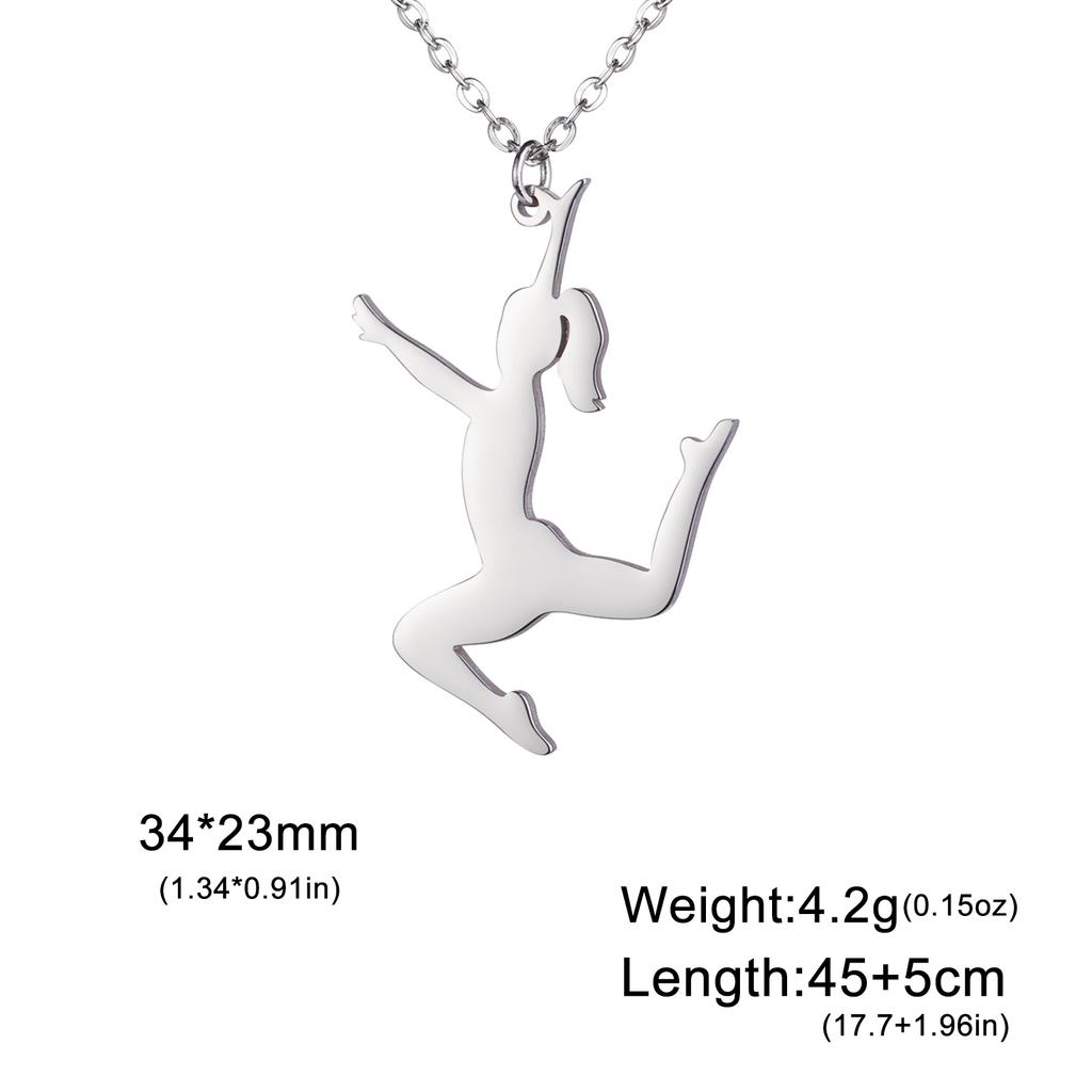 Teamer Gymnastics Design Necklace for Women Girls Fashion Sports Pendant Stainless Steel Jewelry Dancer Gymnast Birthday Gifts