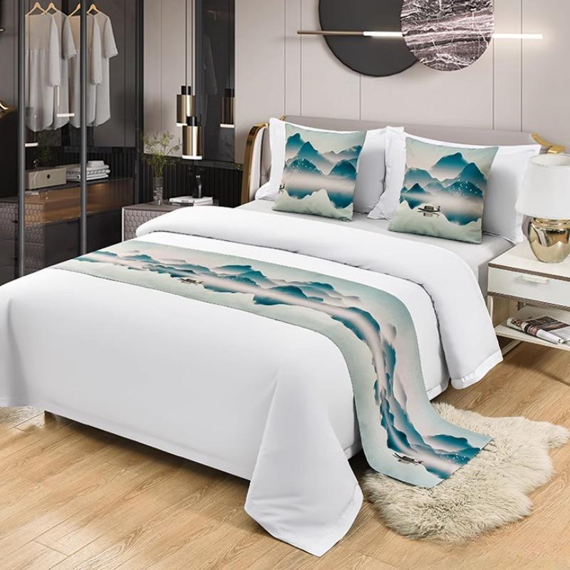 Simple Modern Household Bed Flag New Wedding Bedroom Hotel Bed Bed Runner Patterned Bed Tail Scarf Bed Cover