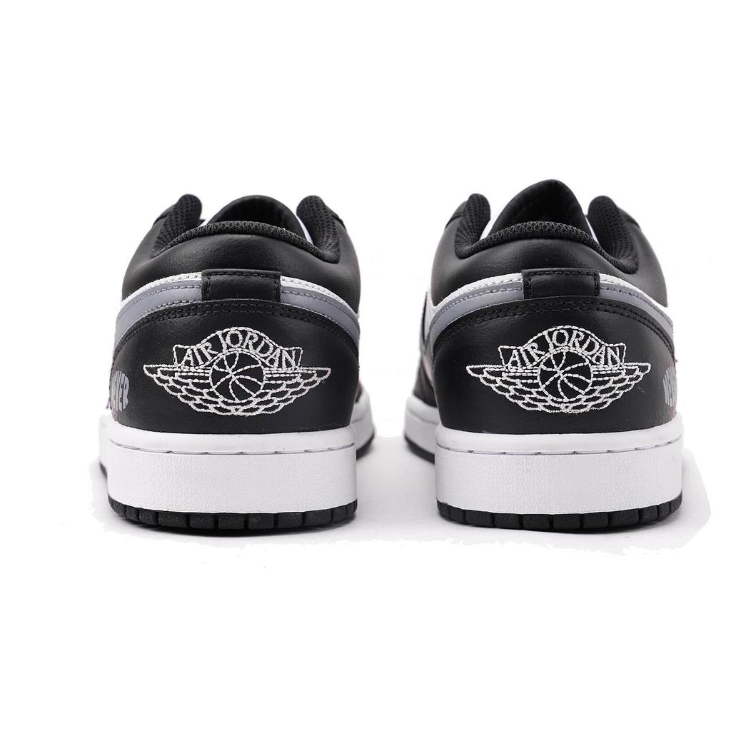 Jordan Air Jordan 1 Slip Resistant Abrasion Resistant Low top Vintage Basketball Shoes Men's Black White Gray 553558-132(Team59-)