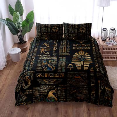 Ensemble Housse de Couette Antique Hiéroglyphes Égyptiens N Divinités Taille King Queen Double Full Twin Single Linge de Lit