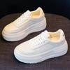 Spring Autumn White Shoes Woman Vulcanize Sneakers Breathable Leather Casual Shoes Flat Platform Shoes Thick Sole Ladies Shoe