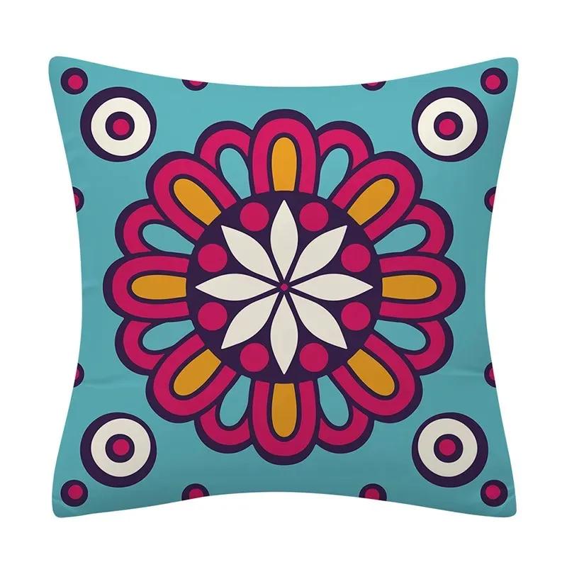 Ethnischer Stil Sofakissen Blau und Gelb Mandala Muster Kissenbezug Heimdekoration Sofa Schlafzimmer Auto Kissenbezug
