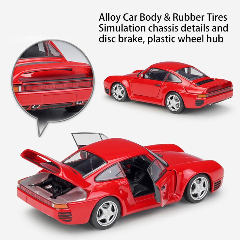 1/24 skala WELLY Porsche 959 aluminiowy Model samochodu Diecasts metalowe pojazdy zabawkowe Model samochodu wysoka kolekcja symulacyjna prezenty dla dzieci