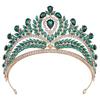 Royal Queen Green Crown Big Diadem Bride Tiara Crowns for Women Bridal Wedding Party Crown Hair Dress Jewelry Accessories
