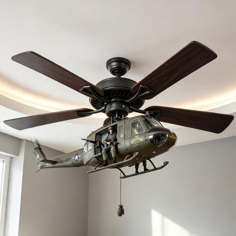 Helicopter Hanging Display Set, Ceiling Mount Attachment for Aviation Themed Study, Bedroom or Hobby Room Decors