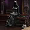 Moderni Ornamenti Statuetta Dea Mietitore Stampa 3D Nero Opaco, Scultura Stile Oscuro, Statua Senza Volto Vestita di Nero Gotica per Scrivania Libreria