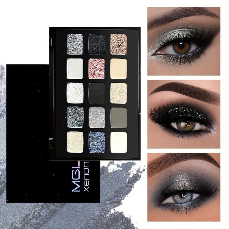 15-Farben Lidschattenpalette Mattes & Schimmerndes Finish, Smoky Punk Make-up mit Glitzerakzenten, Gemischte Farbtöne für Alltag & Besondere Anlässe
