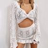New Sunscreen Shirt for Women Short Set Knitted Hollow Bikini Swimsuit Women's Dress