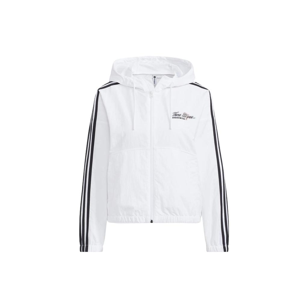 Adidas Neo FW22 Twill Solid Color Sports Hooded Long Sleeve Jacket Women Jacket White HF7279