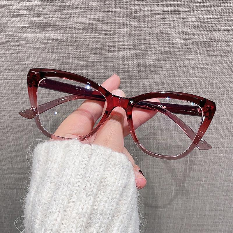 Fashionable Double Color Cat-Eye Women Reading Glasses Men Hyperopia Eyeglasses Blue Light Filteringweight Optics Computer Use Far-Sighted Glasses