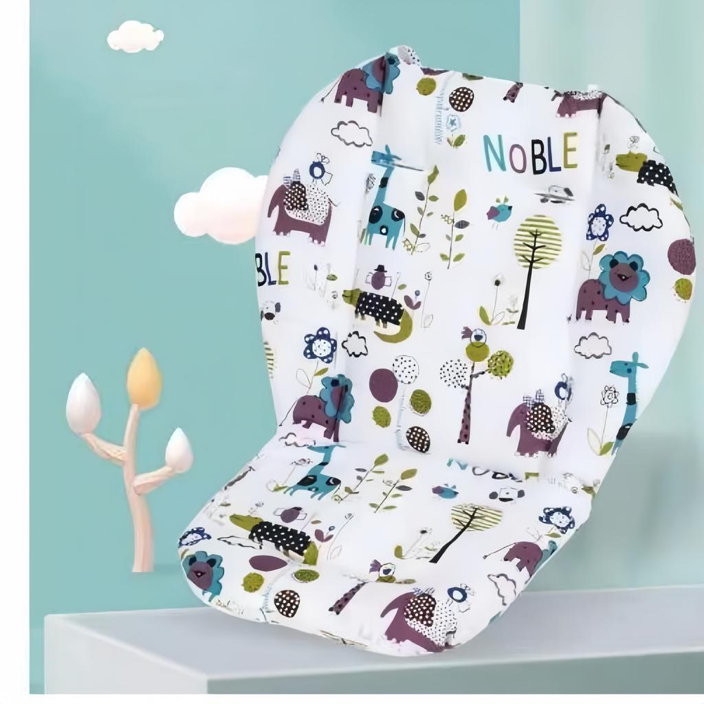 Baby Cushion for High Chair Baby Stroller Seat Mat Cute Animal Pattern Cotton Cushion Soft Double-Sided Thick Cushion Breathable