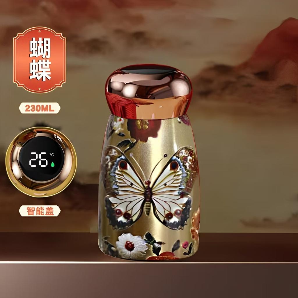 New Guochao Mini Thermos Cup High Value Intelligent Temperature Display Small Capacity Portable Water Cup Guofeng Ceramic Liner