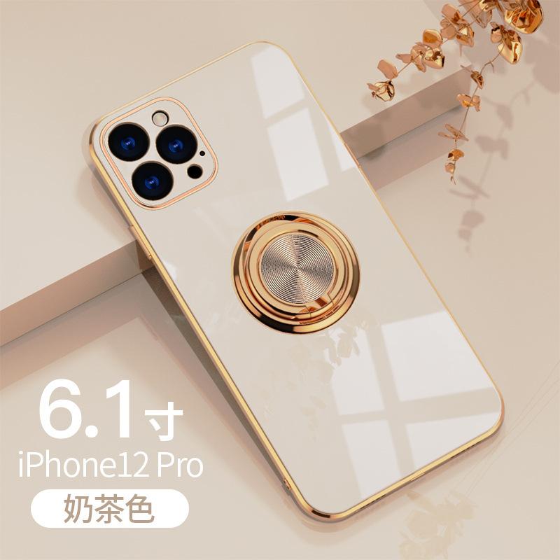 Suitable for iphone17 mobile phone case 16pro electroplated ring protective case 13/14 car magnetic case XR/XS