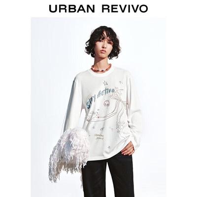 UR2025 Women's Hand-Painted Round Neck Long Sleeve T-Shirt