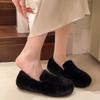 Fur Leopard Flats Women Cotton Loafers Shoes Short Plush Designer Casual Shoes 2025 Trend Walking Warm Cozy Winter Botas Mujer
