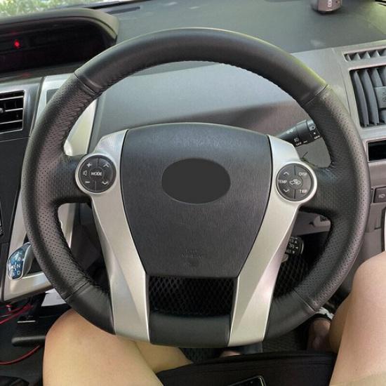 Black Leather Steering Wheel Cover For Toyota Prius 30 XW30 2009-2015 Prius C