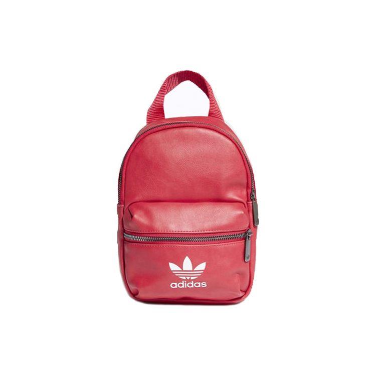 Adidas Originals Classic Logo Sports Casual Faux Leather Mini Backpack Women Backpacks Red ED5883 Red