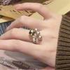 Anel de zircônia quadrada pérola temperamento retrô francês anel dedo indicador joia requintada personalizada