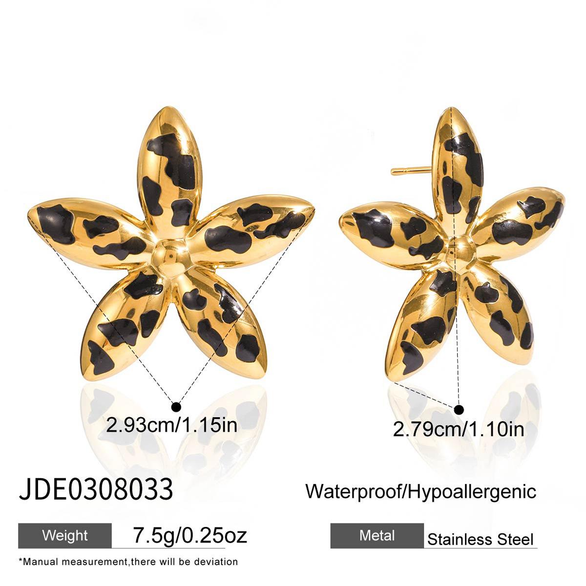 Jiedin retro stainless steel earrings flower titanium steel earrings jewelry niche design sense