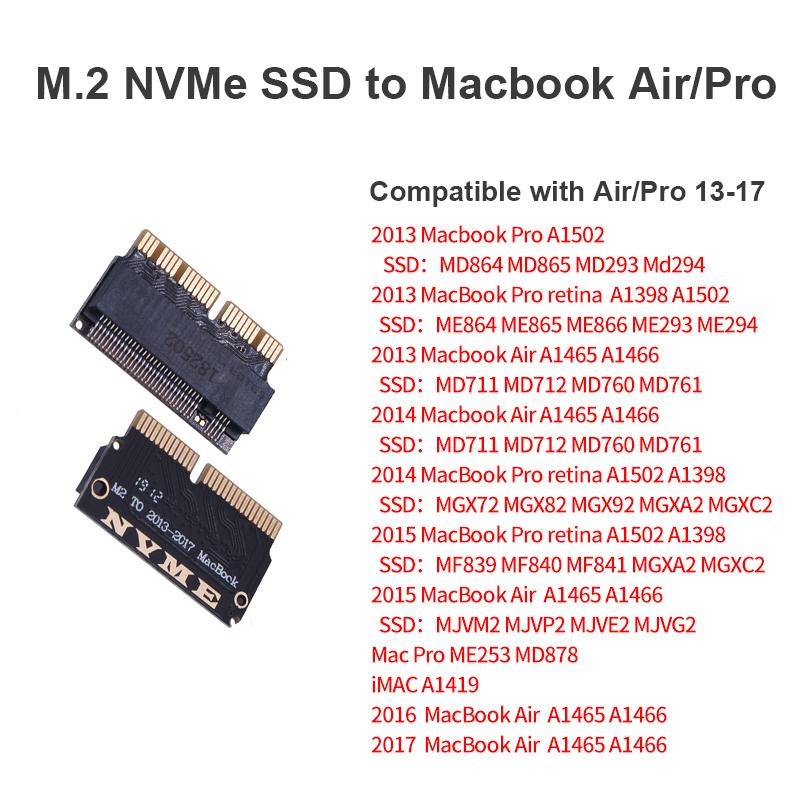 For Macbook SSD Adapter M.2 NVMe PCI-E M2 SSD Converter Card for Apple Macbook Air Pro 2013-2017  A1466 A1502