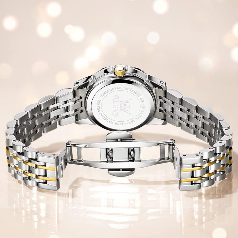 OLEVS Women's Quartz Watch Elegant Waterproof Business Japan Movement Date Luminous White Valentine's Day Gift