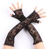 Women Summer Sunscreen Fashion Print Thin Lace Transparent Long Fingerless Gloves Sleeves Elasticity Mesh Lolita Punk Cosplay
