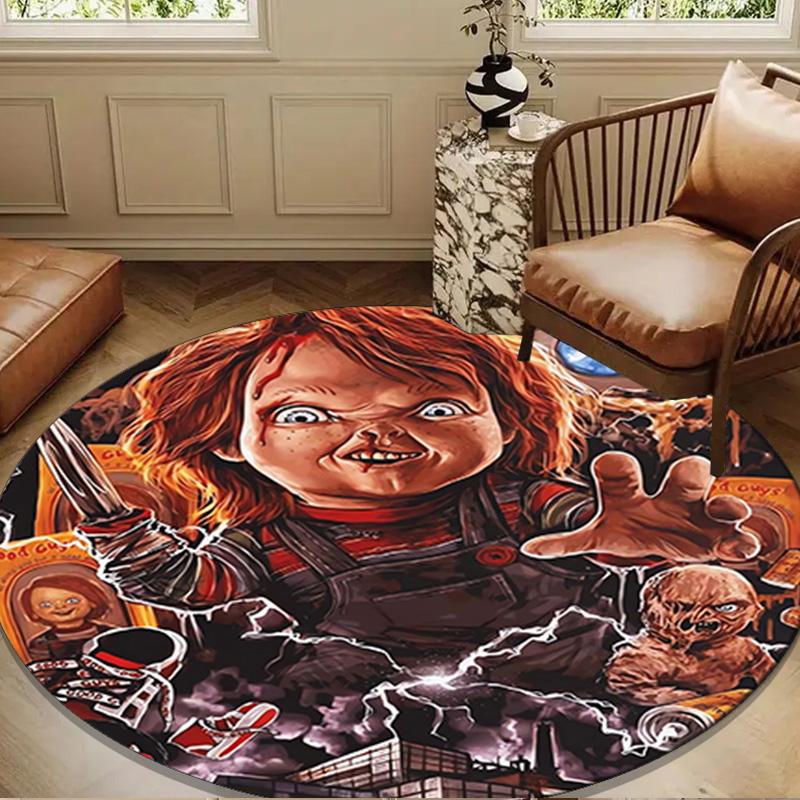 Chucky's Halloween Horror Round Rug for Livingroom,Bedroom, Palyroom, Chair Rug, Area rug, Circle Carpet, Large Size Fan Christmas gift