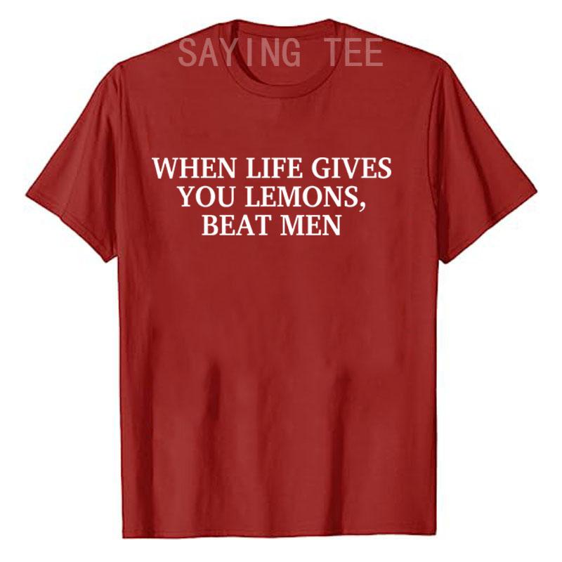 Wenn das Leben dir Zitronen gibt, schlage Männer Witzig Sarkasmus Witze T-Shirt Buchstaben Gedruckt Y2k Sarkastischer Spruch T-Shirt Mode Neuheit Geschenke