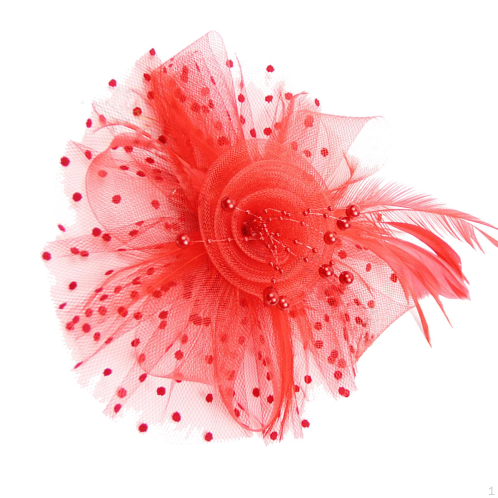 

Mesh , Costume Accessories Headpiece Headwear, Church Hat for Cocktail Wedding Red