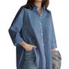 2024 Autumn Women's Solid Color Long Sleeve Irregular Lapel Shirt