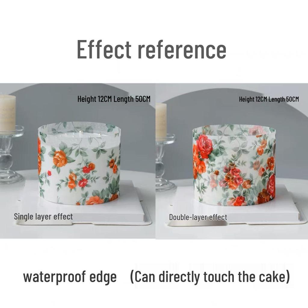 Mother's Day Floral Cake Decoration with Pearl Bow Retro Print Edging