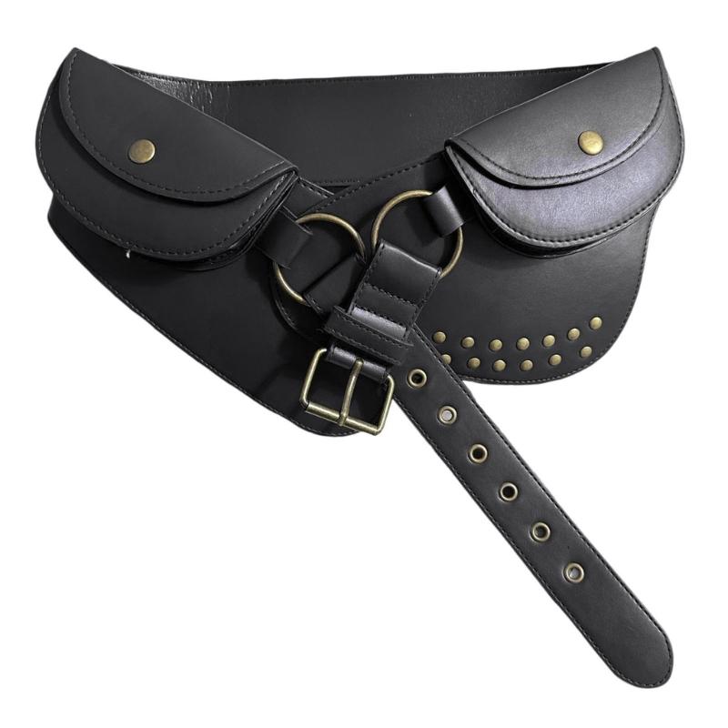 Wide PU Waist Cincher For Women Men Pants And Dresses Cosplay Event Gathering Waist Pack Belt Bag for Stage Perfomrances