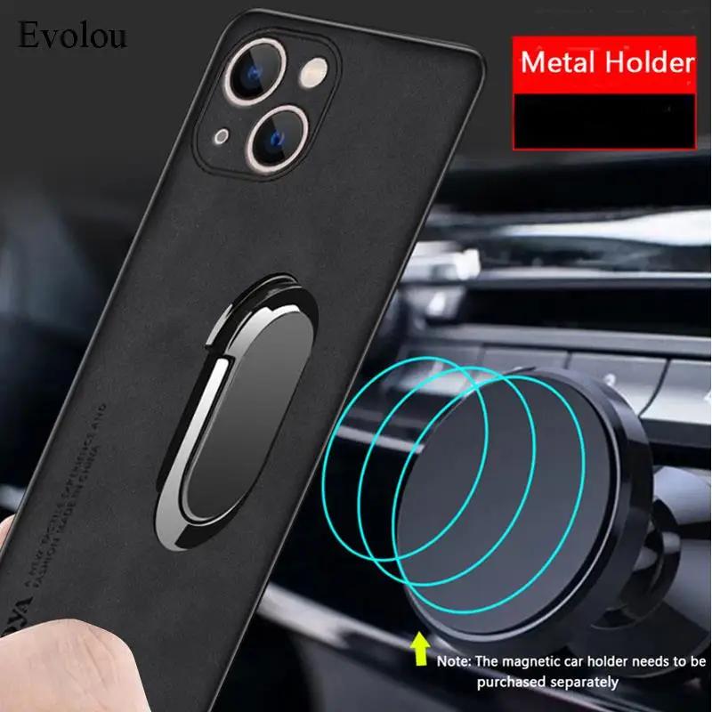 Magnetic Ring Stand Holder Case For Honor 400 Pro Soft Silicon Sheepskin Leather Lens Protection Cover For Honor 400 Lite 5G