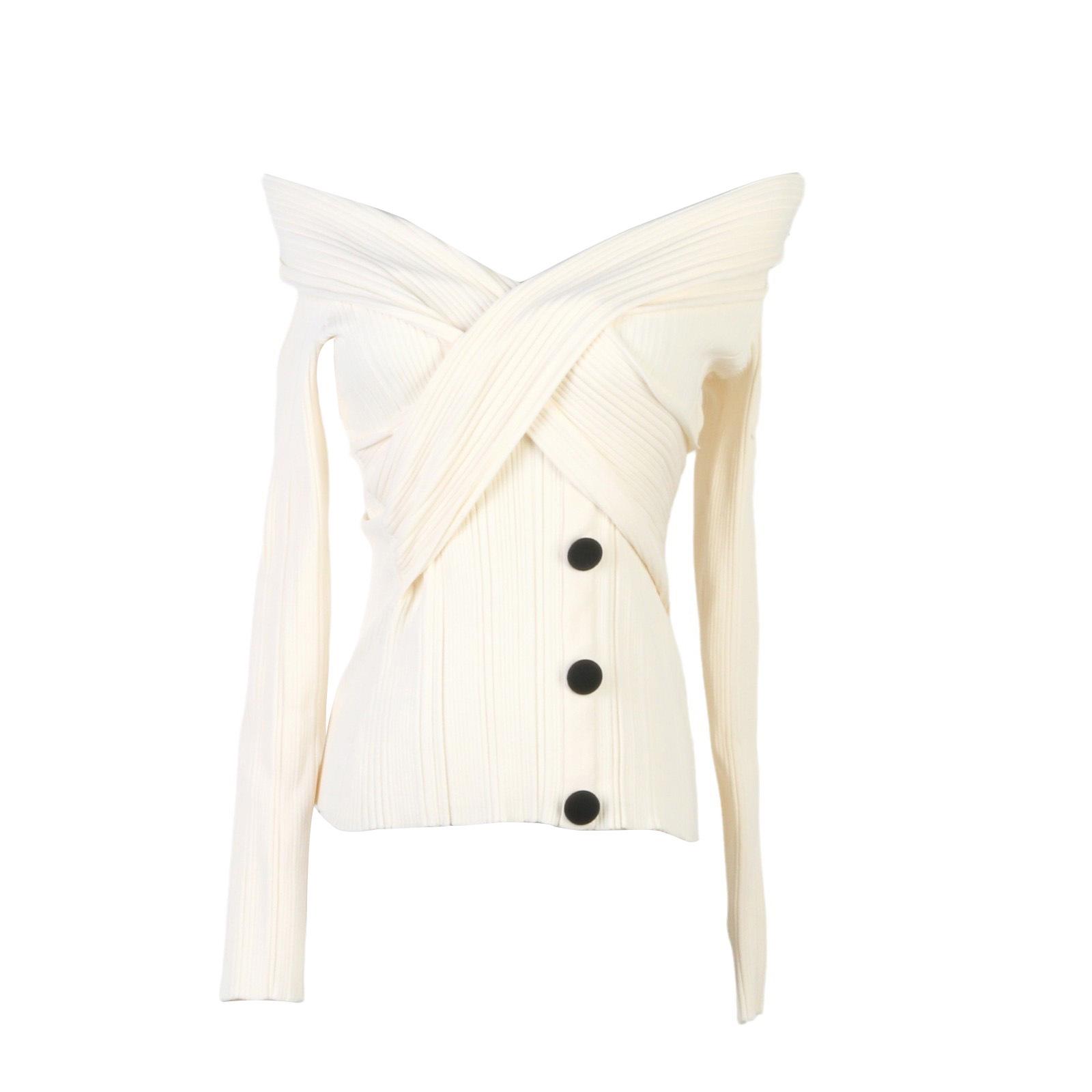 

Осенний французский трикотажный свитер с открытым плечом, облегающего кроя - Элегантная женская мода L