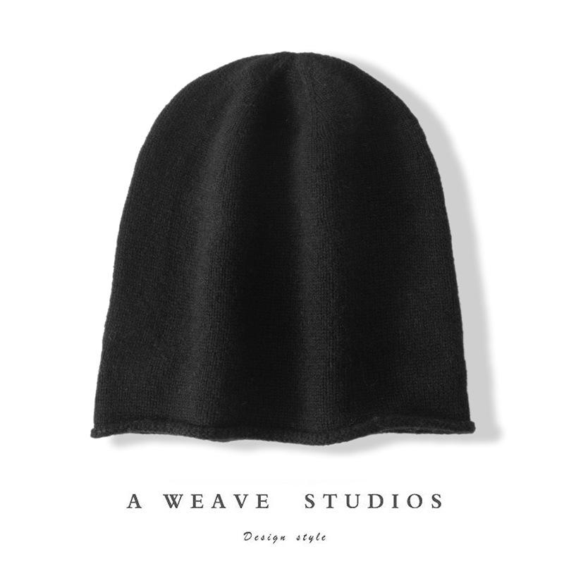 Women s 100% Pure Cashmere Windproof Warm Knitted Hat One Size чёрный