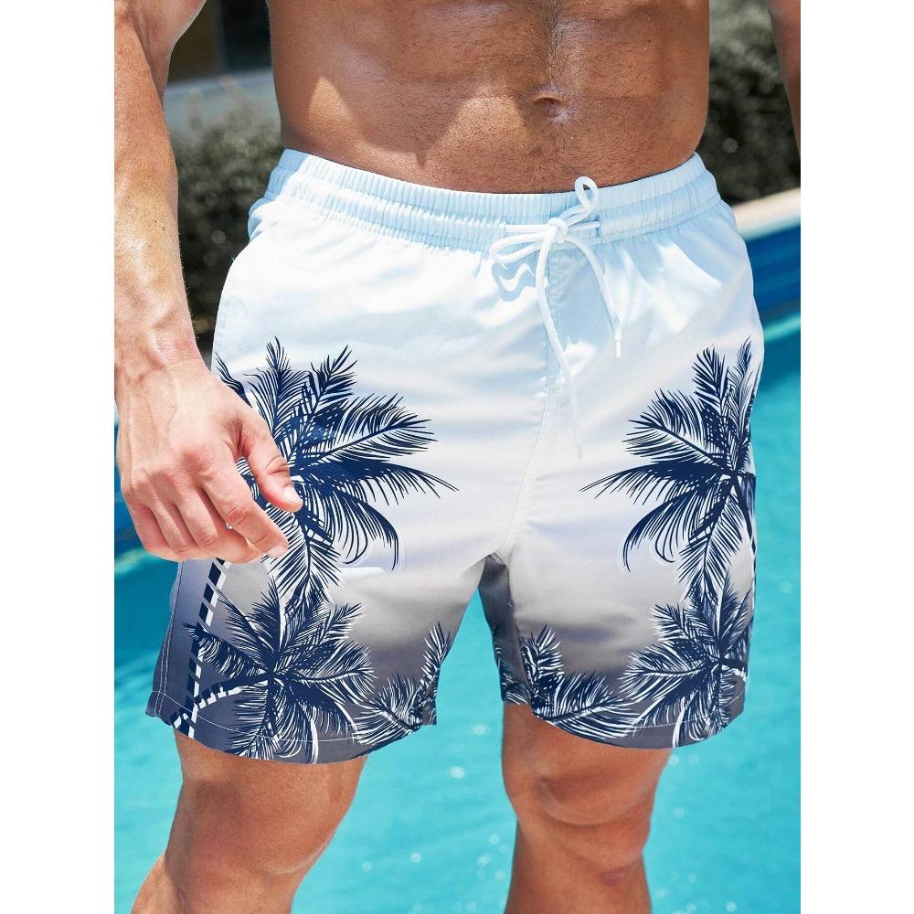 Palma Tropicale Uomo Resort Stampati 3D Pantaloncini da Bagno Tasca Comfort Traspirante Corti Stile Hawaiano Vacanza Spiaggia