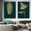 Modern Golden Green Plant Leaves Abstract Art Canvas Painting Nordic Posters and Prints Picture Living Room Home Decor Cuadros