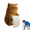 Cat Toilet Paper Holder Cat Funny Paper Towel Holder Wall Mount Tissue Dispenser Rack Resin Animal Statue Room Decor