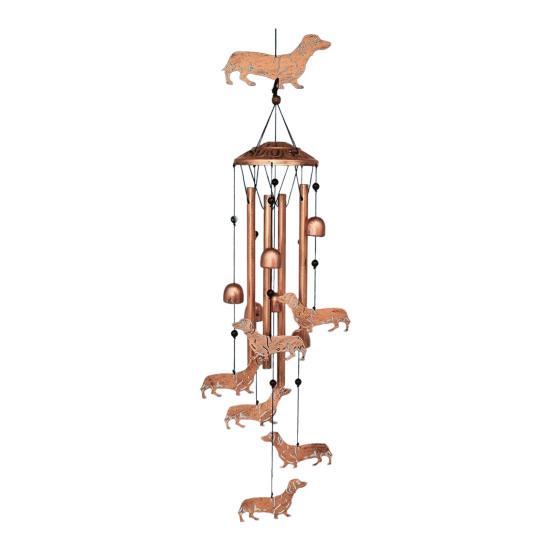 Dog Wind Chime Metal Pet Memorial Wind Chime Outside Dachshund Wind Bell Hanging Decoration for Home Patio Backyard Garden Decor