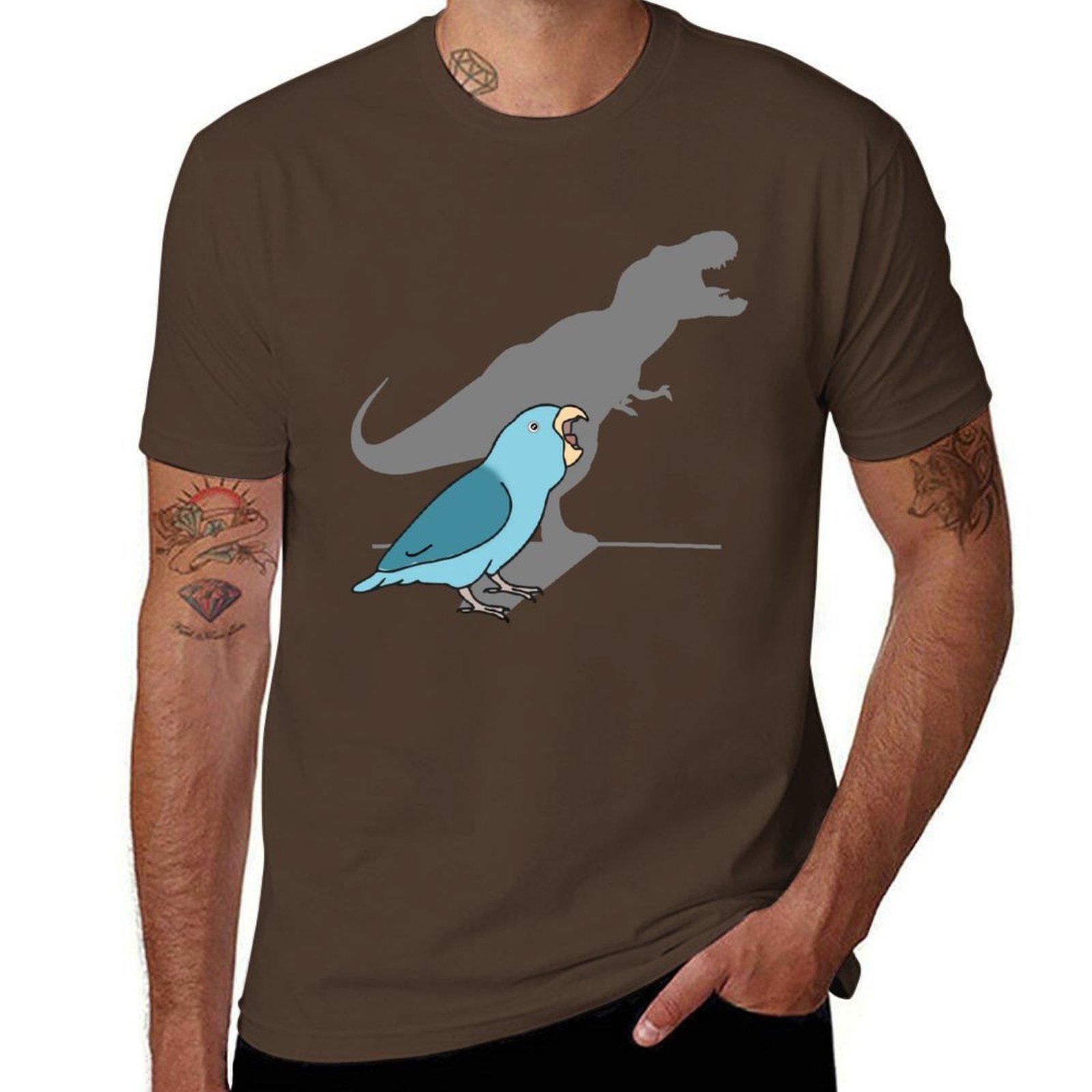 2025 new model Trex blue parrotlet TShirt anime clothes animal prinfors Short sleeve tee men S