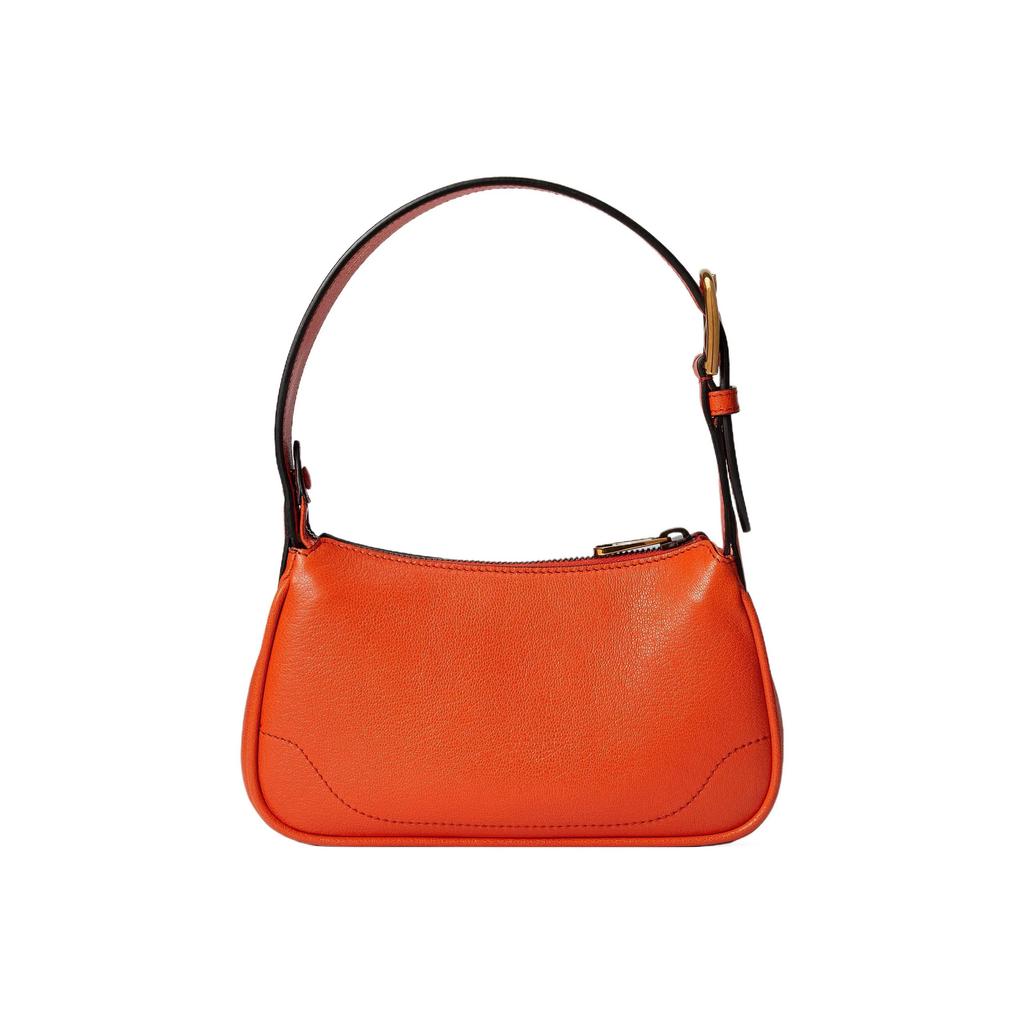 Gucci Aphrodite Gold-Finish Doppel-G-Logo Reißverschluss Leder Achseltasche Tragetasche Schultertasche Damen Orange