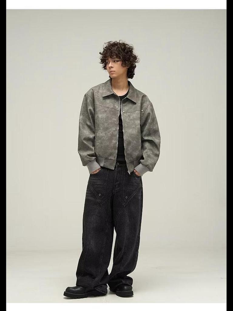 American Retro Distressed Men's Jacket, 2024 Spring/Autumn Collection - Trendy, Loose, and Versatile