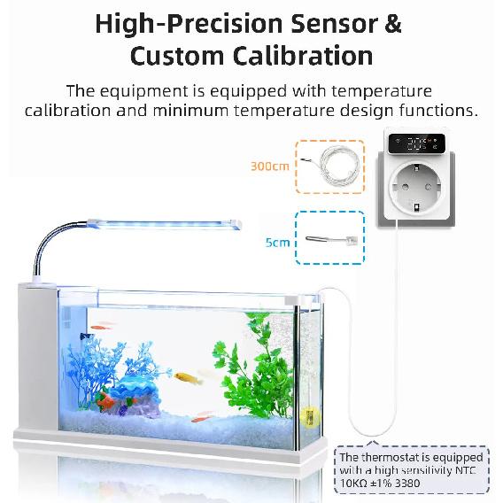 Tuya Wifi Digital Thermostat Socket 16A Precision Plug Remote Temperature Controller Timer Switch Cooling Heating 3M NTC Sensor