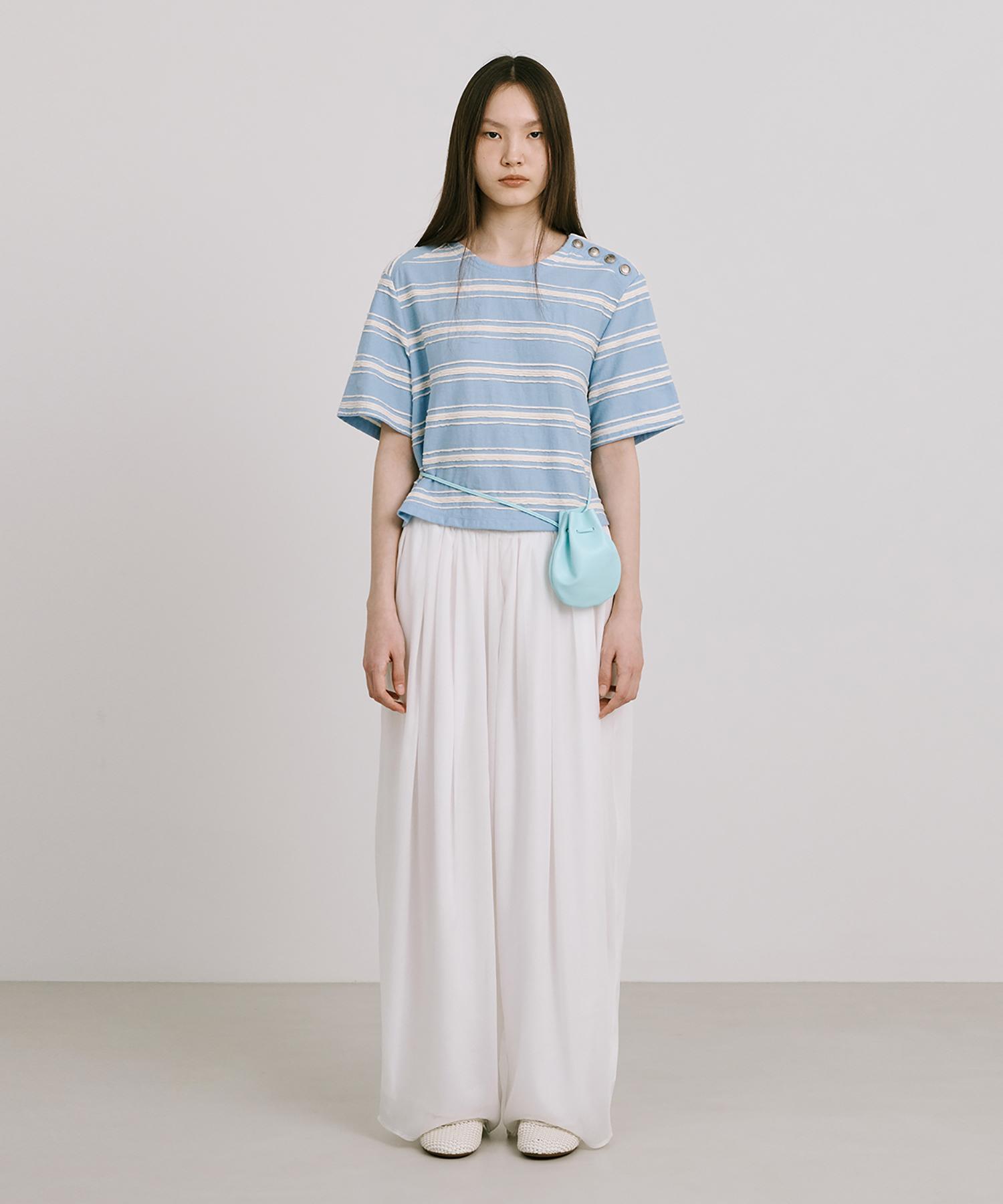 Bundercammer Stripe Jacquard Knit Short Sleeve T-Shirt_Light Blue S
