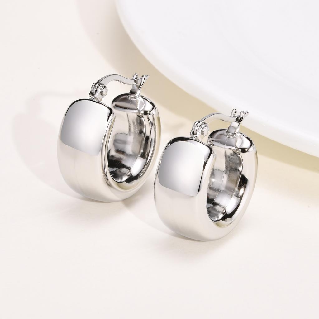 Tube Blod Huggie Hoop Earring for Women, Circle Hoops Stainles Steel Thick Simple Jewelry