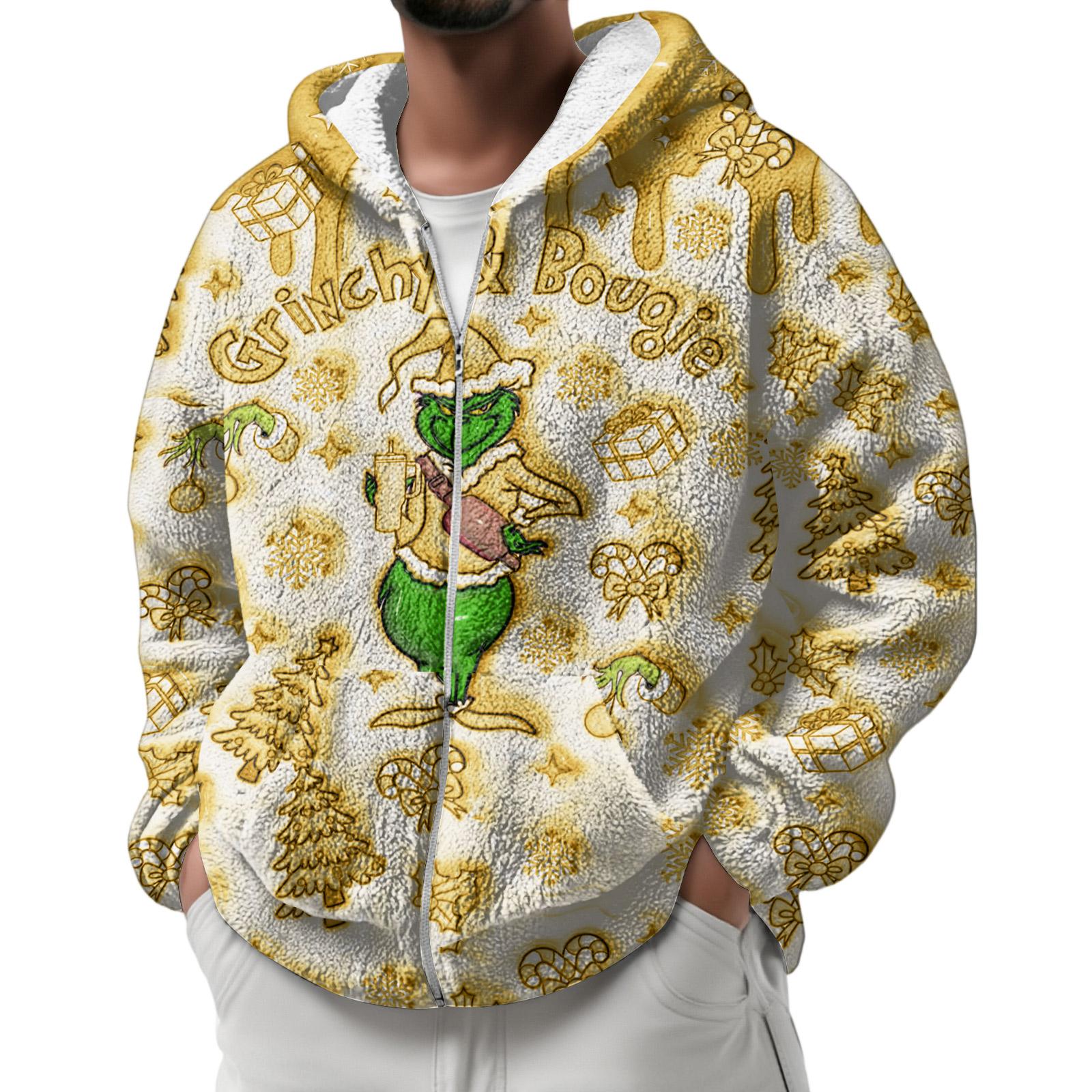 

Мужская зимняя флисовая толстовка с капюшоном на молнии с накладным карманом, повседневная куртка XXXL жёлтый